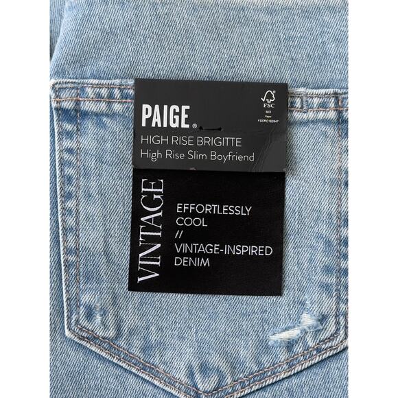 Paige High Rise Brigitte Raw Hem Cuf Cori Destructed Denim Jeans 27 NWT - Picture 6 of 6